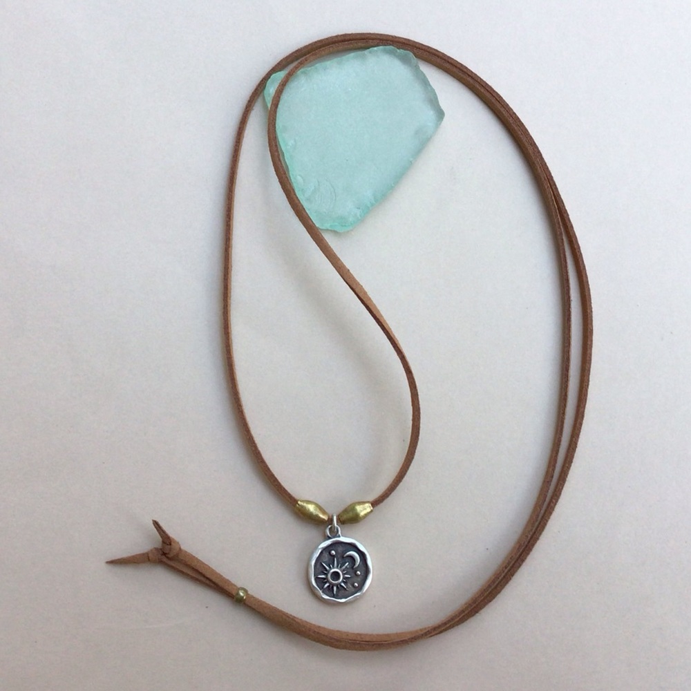 Suede Cord Sundance Charm Necklace - Picture 2 of 12